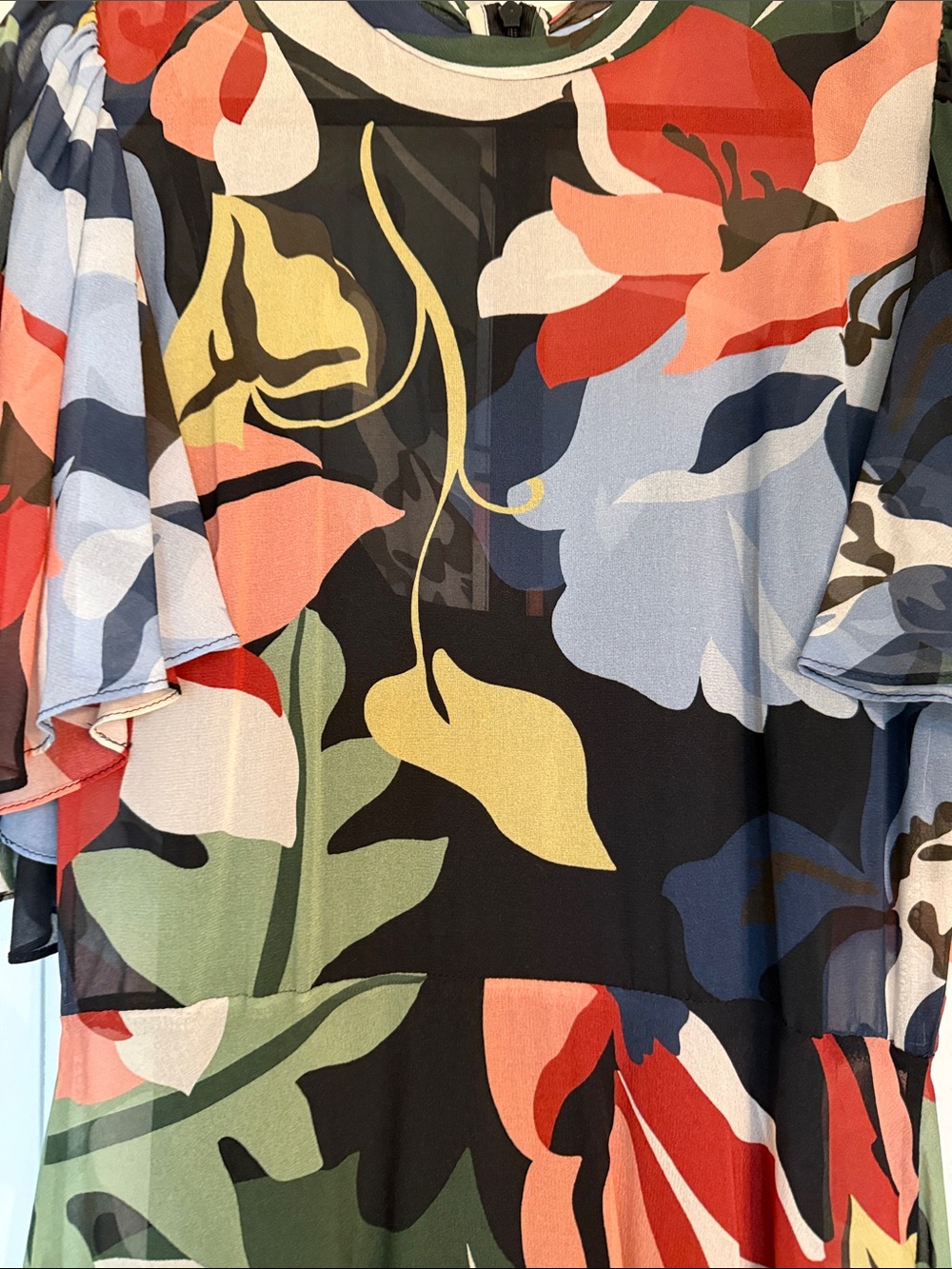 Rebecca Taylor silk Multicolor Floral Maxi Dress in Black, Red, Blue and Green - Picture 5 of 6